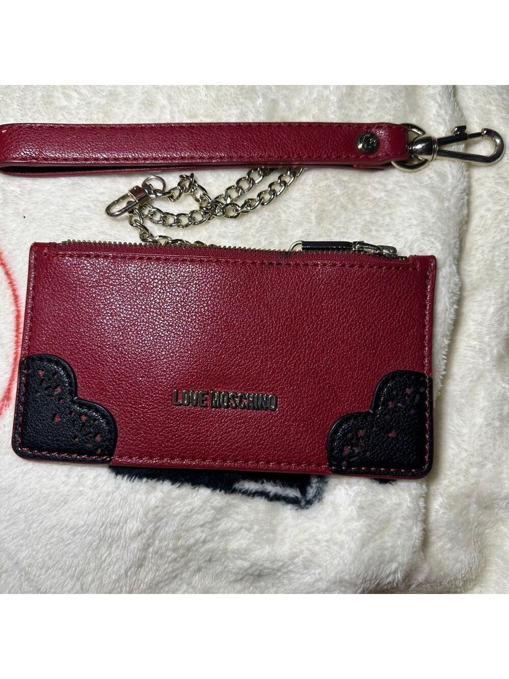 Love Moschino Burgundy and Black Card Holder